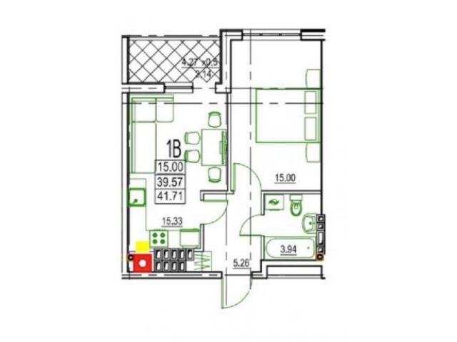 *1к квартира 42м в кирпичном доме. 4 станция Фонтана. Свой котёл. - 1/2