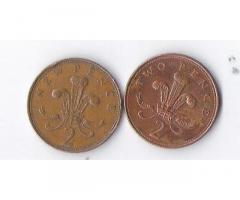 Продам недорого монеты Англии,  номиналом 2 пенса.