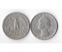 Продам недорого монеты США номиналом 25 центов (quarter dollar).