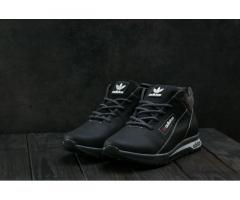 Мужские кожаные зимние кроссовки Adidas Черный